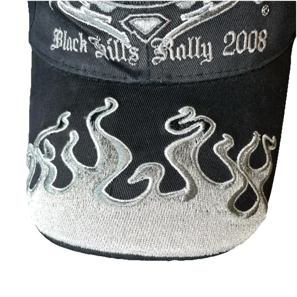 Y2K‎ 2008 68th Sturgis Black Hills Flame Bill Black Motorcycle Hat Cap